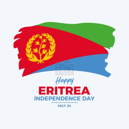 Illustration for Eritrea Independence Day poster vector illustration. Grunge Eritrean flag icon vector. Paintbrush Flag of Eritrea symbol. Template for background, banner, card. May 24 every year. Important day - Royalty Free Image