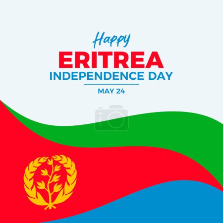 Illustration for Eritrea Independence Day poster vector illustration. Eritrean flag frame icon vector. Flag of Eritrea symbol. Template for background, banner, card. May 24 every year. Important day - Royalty Free Image
