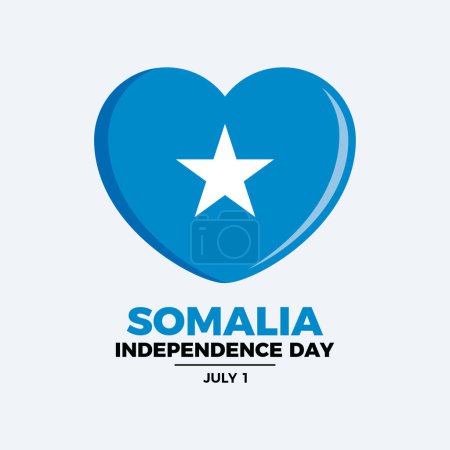 Somalia Independence Day poster vector illustration. Somalia flag in heart shape icon. Template for background, banner, card. Somalian flag love symbol. July 1 every year. Important day