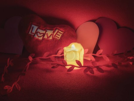 Photo for Still life heart shapes with a decorated candle light - Royalty Free Image