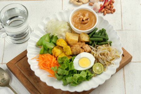 Gado Gado Indonesian Mix Vegetables Salad From Boiled or Steam Vegetable Served with Peanut Sauce.