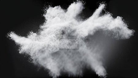 Photo for White powder explosion isolated on black background. white dust dust. explode. paint holi. - Royalty Free Image