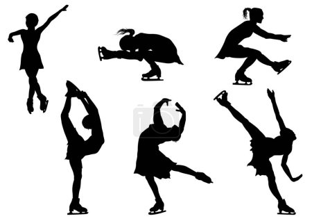 Foto de Colection of Skating Women Silhouettes isolated on the white background - Imagen libre de derechos