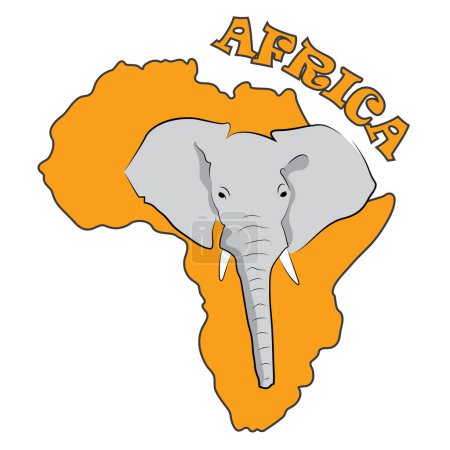 Foto de Ilustración de Elephant Head frente al continente africano - Imagen libre de derechos