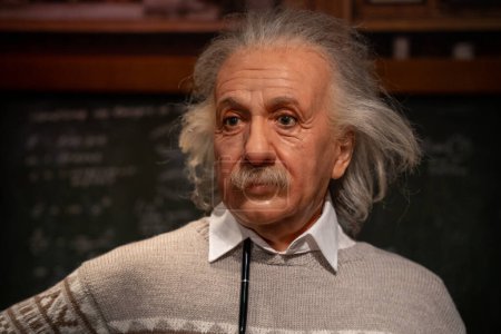 Photo for Istanbul, Turkey - February 10, 2023: Wax sculpture of Albert Einstein at Madame Tussauds Istanbul. - Royalty Free Image
