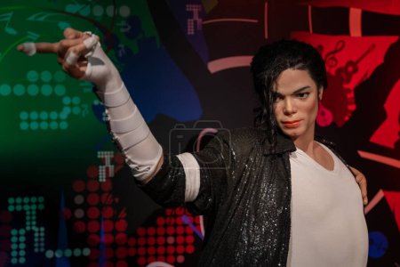 Istanbul, Turkey - February 10, 2023: Wax sculpture of Michael Jackson at Madame Tussauds Istanbul.