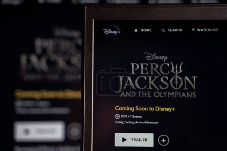 Photo for Percy Jackson and the Olympians tv series poster on Disney Plus site. Percy Jackson and the Olympians is an upcoming American fantasy television series. Ankara, Turkey - May 23, 2023. - Royalty Free Image