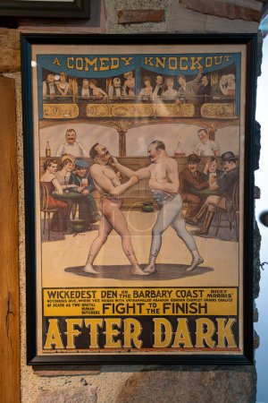 Photo for After Dark "A Comedy Knockout" Litho Fight Poster in the Rahmi M. Koc Museum. Ankara, Turkey - August 16, 2023. - Royalty Free Image