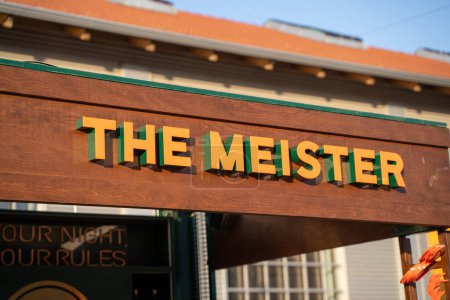 Photo for Outdoor the Meister sign and logo. Ankara, Turkey - September 24, 2023. - Royalty Free Image