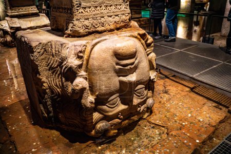 Photo for Medusa column bases in the Basilica Cistern. - Royalty Free Image