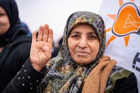 Photo for Supporters of Ak Parti (AKP) rally in Sanliurfa. Sanliurfa, Turkey - February 2, 2024. - Royalty Free Image