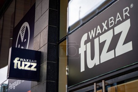 Photo for Fuzz Wax Bar logo sign. Toronto, Canada - April 29, 2024. - Royalty Free Image
