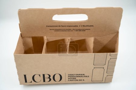 Photo for Empty LCBO 8-pack box. Toronto, Canada - April 30, 2024. - Royalty Free Image