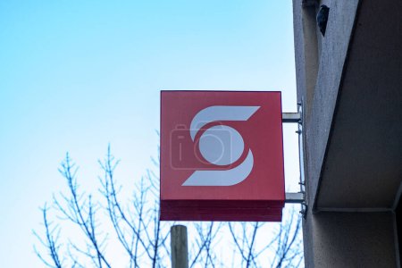 Photo for Scotiabank logo sign. The Bank of Nova Scotia (Scotiabank) is a Canadian multinational banking and financial services company headquartered in Toronto. Toronto, Canada - April 29, 2024. - Royalty Free Image