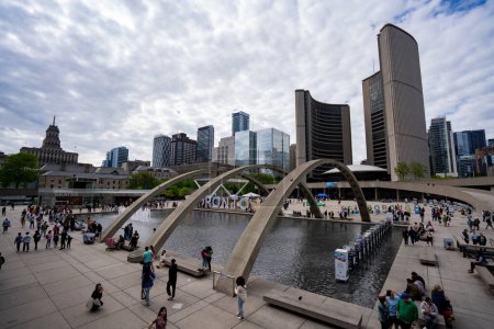 Photo for View of the Nathan Phillips Square. Nathan Phillips Square is an urban plaza in Toronto. Toronto, Canada - May 25, 2024. - Royalty Free Image