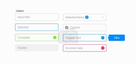 Illustration for UI Fields Kit Input Disable Dropdown list - Royalty Free Image