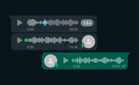 Illustration for Voice Message Messenger Chat UI kit Dark - Royalty Free Image