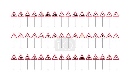 Ilustración de Señalización de tráfico triangular fijada - Imagen libre de derechos