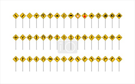 Illustration for Rhombus Traffic Road Signs set - Royalty Free Image