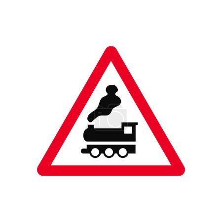 Illustration for Train Railways Ahead Traffic Sign - Royalty Free Image