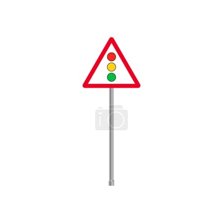 Illustration for Traffic Light Ahead Road Sign Stand - Royalty Free Image