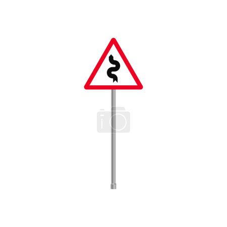 Illustration for Winding Road Traffic Sign Vector - Royalty Free Image