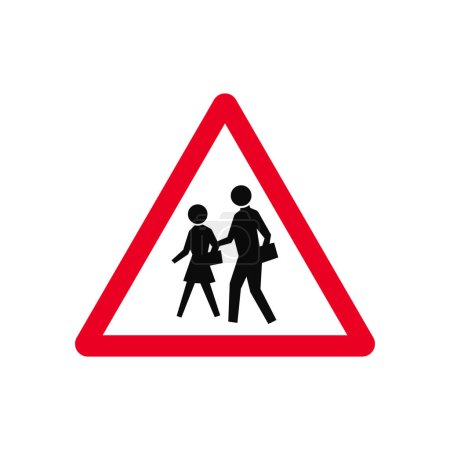 Illustration for School Crossing Traffic Sign Vector - Royalty Free Image
