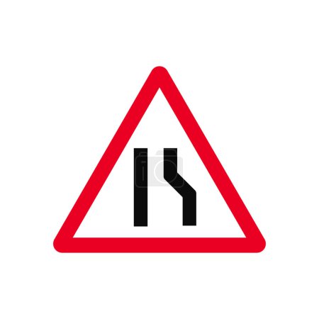 Illustration for Right Lane Narrows Traffic Triangle Sign - Royalty Free Image
