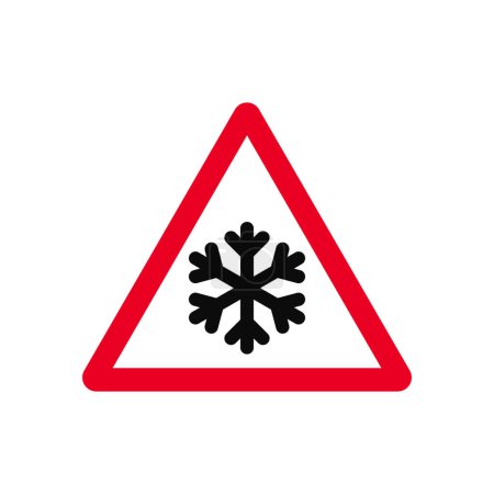 Foto de Snow Ice Road Cuidado con la señal del triángulo de tráfico - Imagen libre de derechos