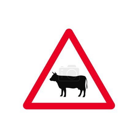 Cattle Crossing Traffic Triangle Sign