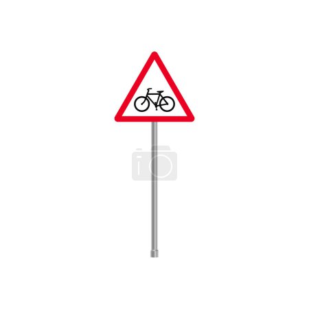 Ilustración de Bicicleta que cruza la señal del triángulo del tráfico - Imagen libre de derechos