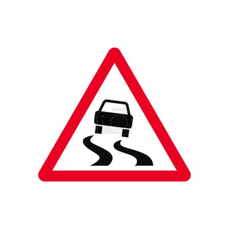 Slippery Road Warning Traffic Triangle Sign