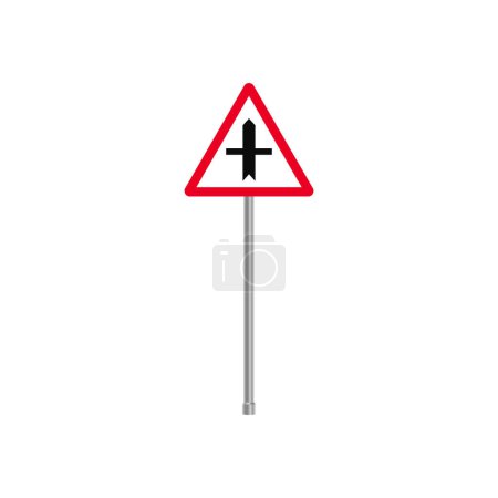 Illustration for Crossroads ahead road traffic triangle sign - Royalty Free Image