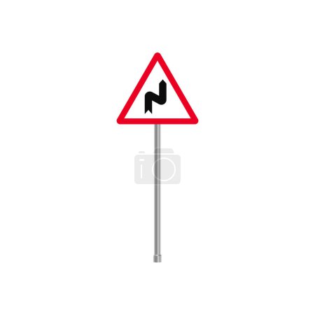 Double Curve First to the Right Then to the Left Traffic Sign