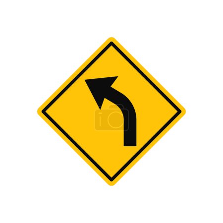 Illustration for Turn Left Ahead Traffic Sign - Royalty Free Image