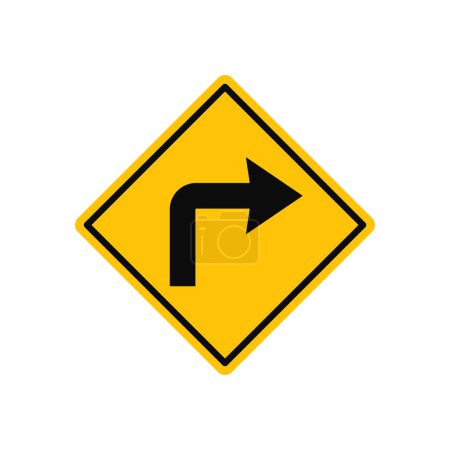 Illustration for Turn Right Traffic Sign Vector - Royalty Free Image