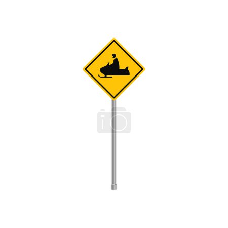 Snowmobile Crossing Sign Traffic Vector