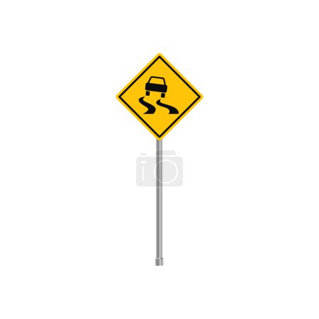 Illustration for Slippery Road Traffic Sign Vector - Royalty Free Image