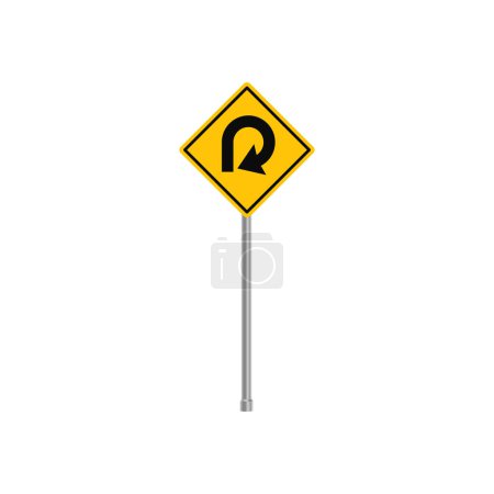 Illustration for U Turn Sign Traffic Vector - Royalty Free Image