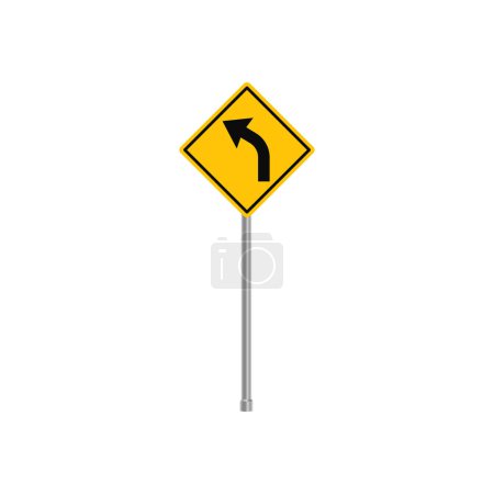 Illustration for Turn Left Ahead Traffic Sign - Royalty Free Image