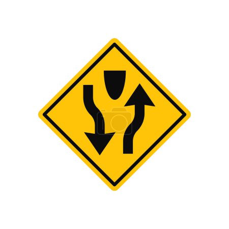 Geteilte Autobahn führt zu Verkehrszeichen