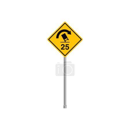 Truck Rollover 25 Speed Advisory Traffic Sign