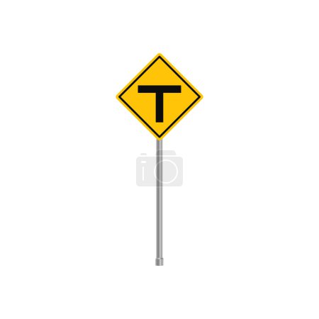 T Intersection Traffic Sign Vector
