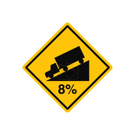 Truck Downhill 8% Grade Traffic Sign