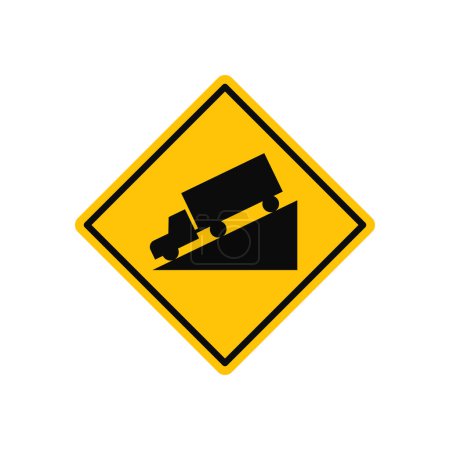 Illustration for Truck Downhill Traffic Sign Vector - Royalty Free Image