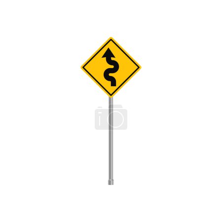 Illustration for Curves Ahead Traffic Sign Vector - Royalty Free Image