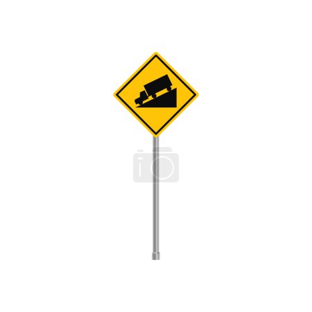 Ilustración de Camión Vector de señal de tráfico cuesta abajo - Imagen libre de derechos