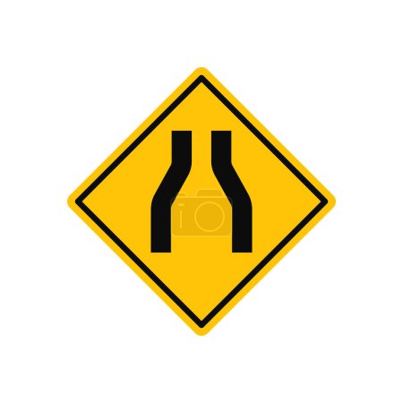 Illustration for Narrow Road Ahead Traffic Sign - Royalty Free Image