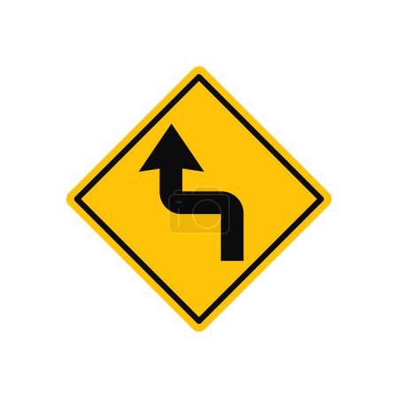 Illustration for Double Curve - First to the Left, Then to the Right Traffic Sign - Royalty Free Image