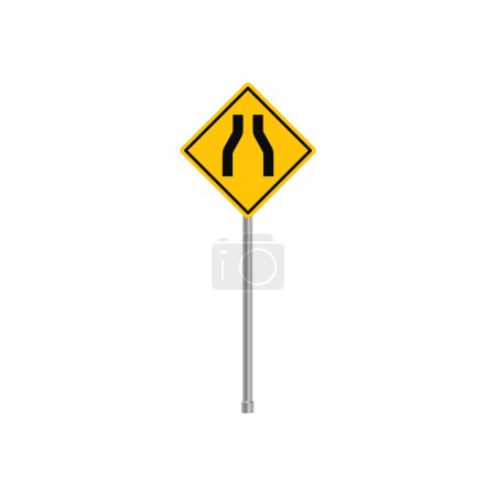 Téléchargez les illustrations : Route étroite en avant Panneau de signalisation - en licence libre de droit
